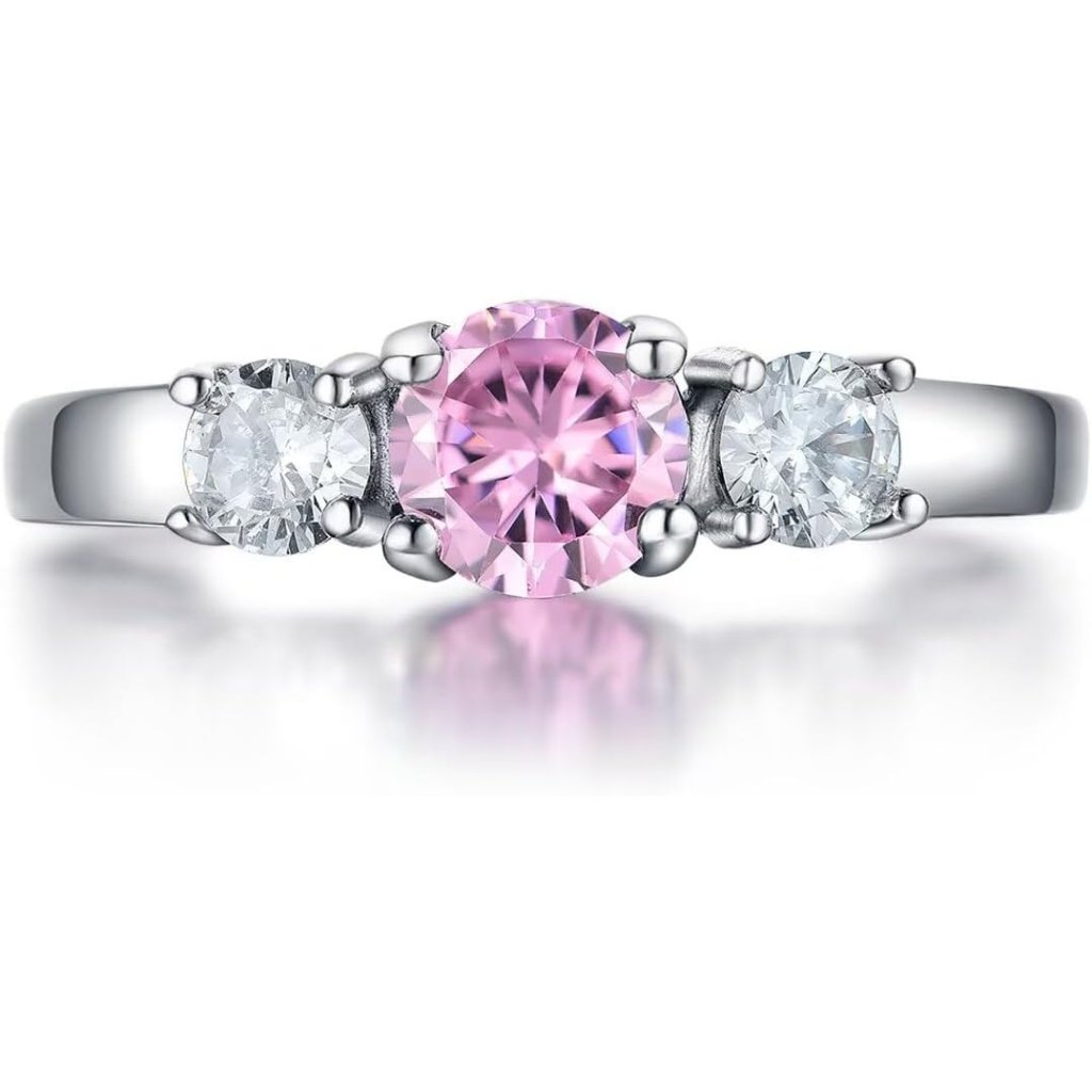 10.October Classic Birthstone Cz Stainless Steel Ring